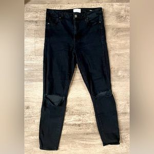Parker Smith Bombshell High Rise Busted Knee Black Denim Jeans